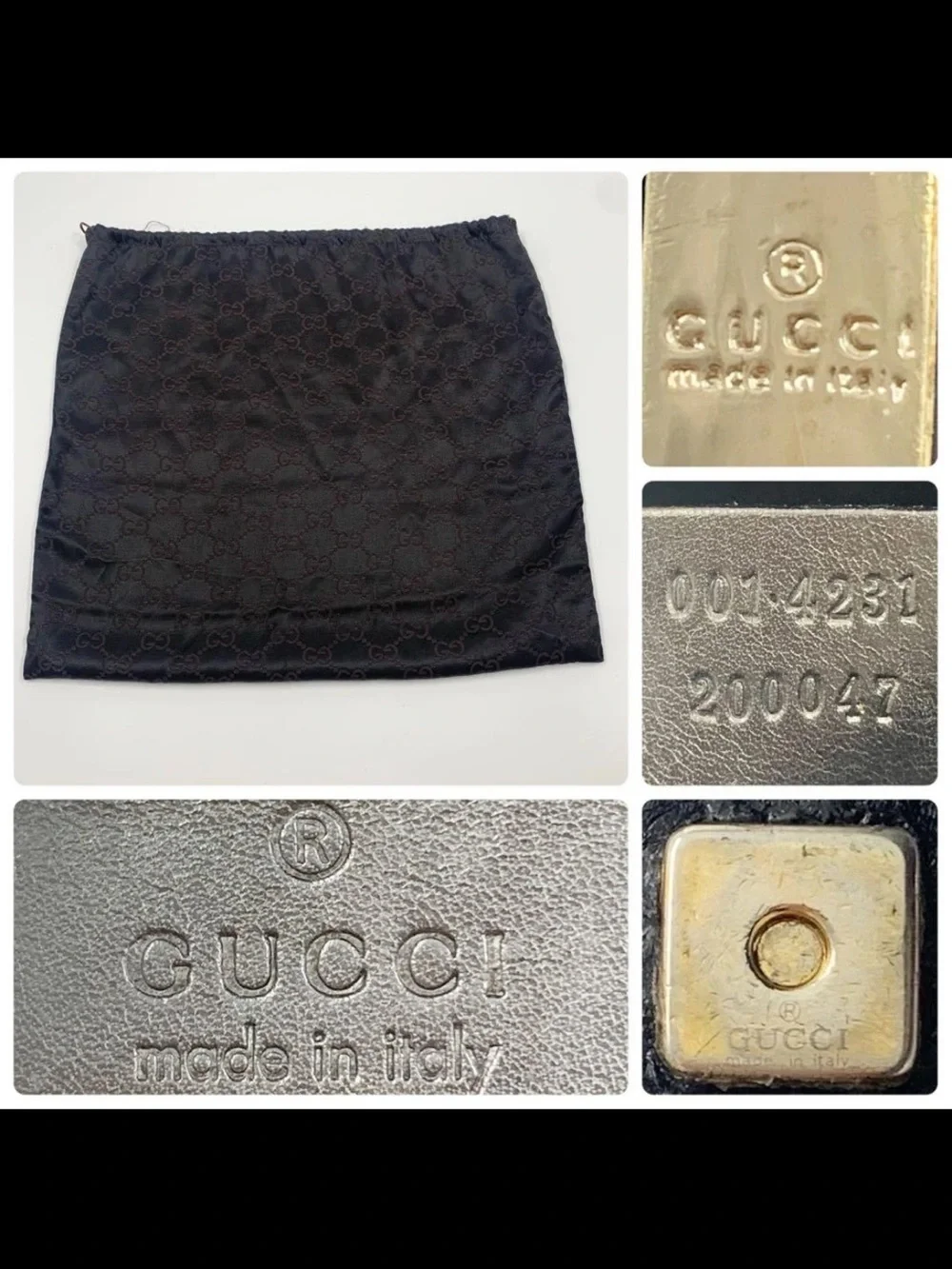 GUCCI Black GG Canvas Shoulder Bag